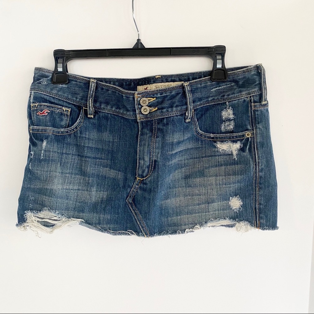 Hollister Distressed Mini Jean Skirt Size 7